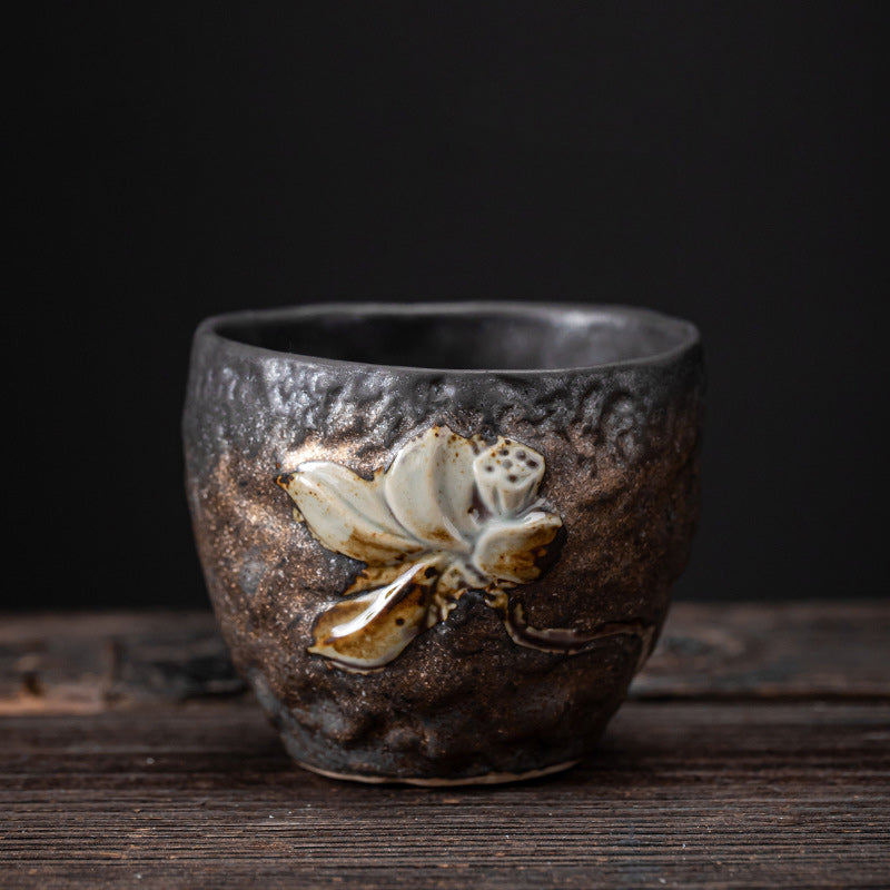 Lotus Pod Leaf Flower Ceramic Kung Fu Tea Cup 110ml