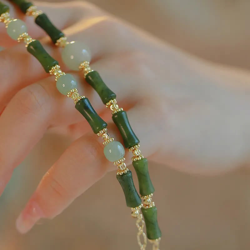 Glass Bead Bamboo Luck Strength Spiritual Bracelet