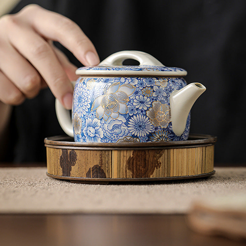 Ceramic Lotus Chrysanthemum Tea Cup Set with Teapot 140ml