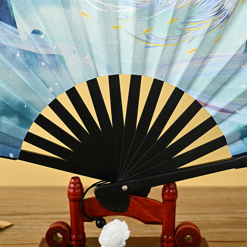Élégant éventail chinois pliable | Éventail à main vintage avec pompon