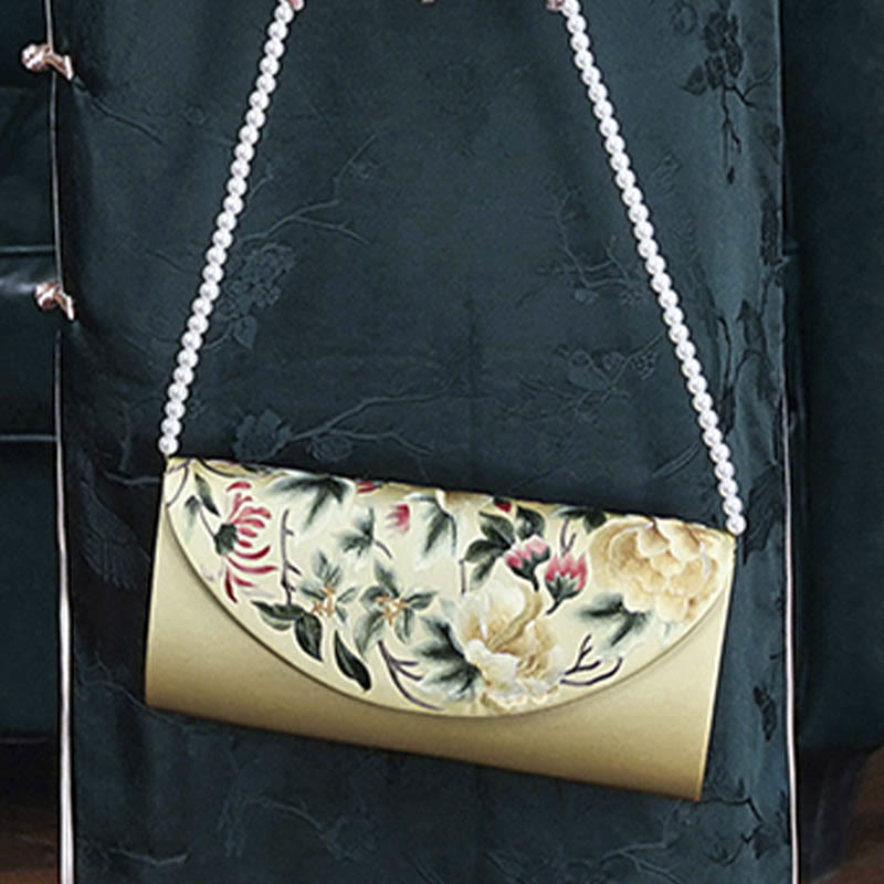 Sac bandoulière élégant brodé Su | Sac à main floral de 24 cm