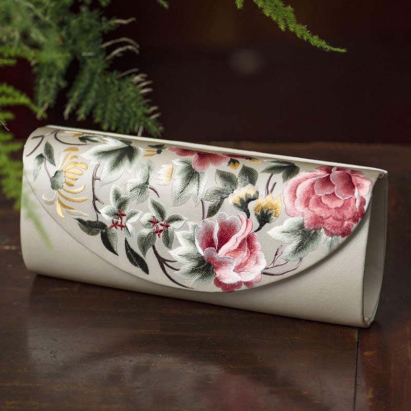 Sac bandoulière élégant brodé Su | Sac à main floral de 24 cm