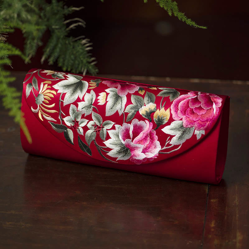 Sac bandoulière élégant brodé Su | Sac à main floral de 24 cm