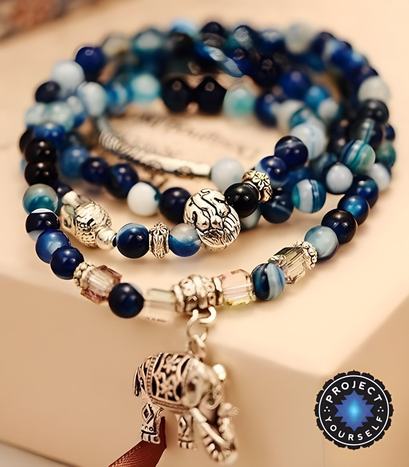 Bracelet de guérison en tourmaline bleue éléphant