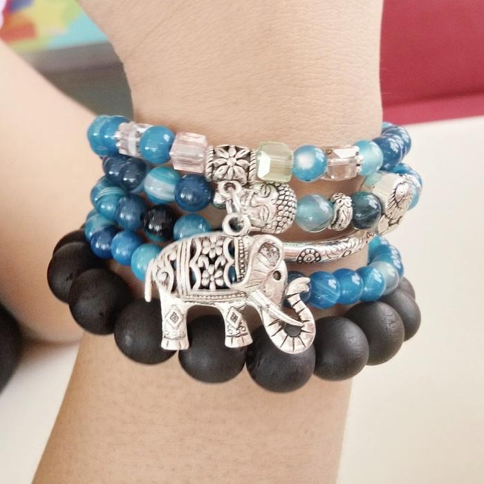 Bracelet de guérison en tourmaline bleue éléphant