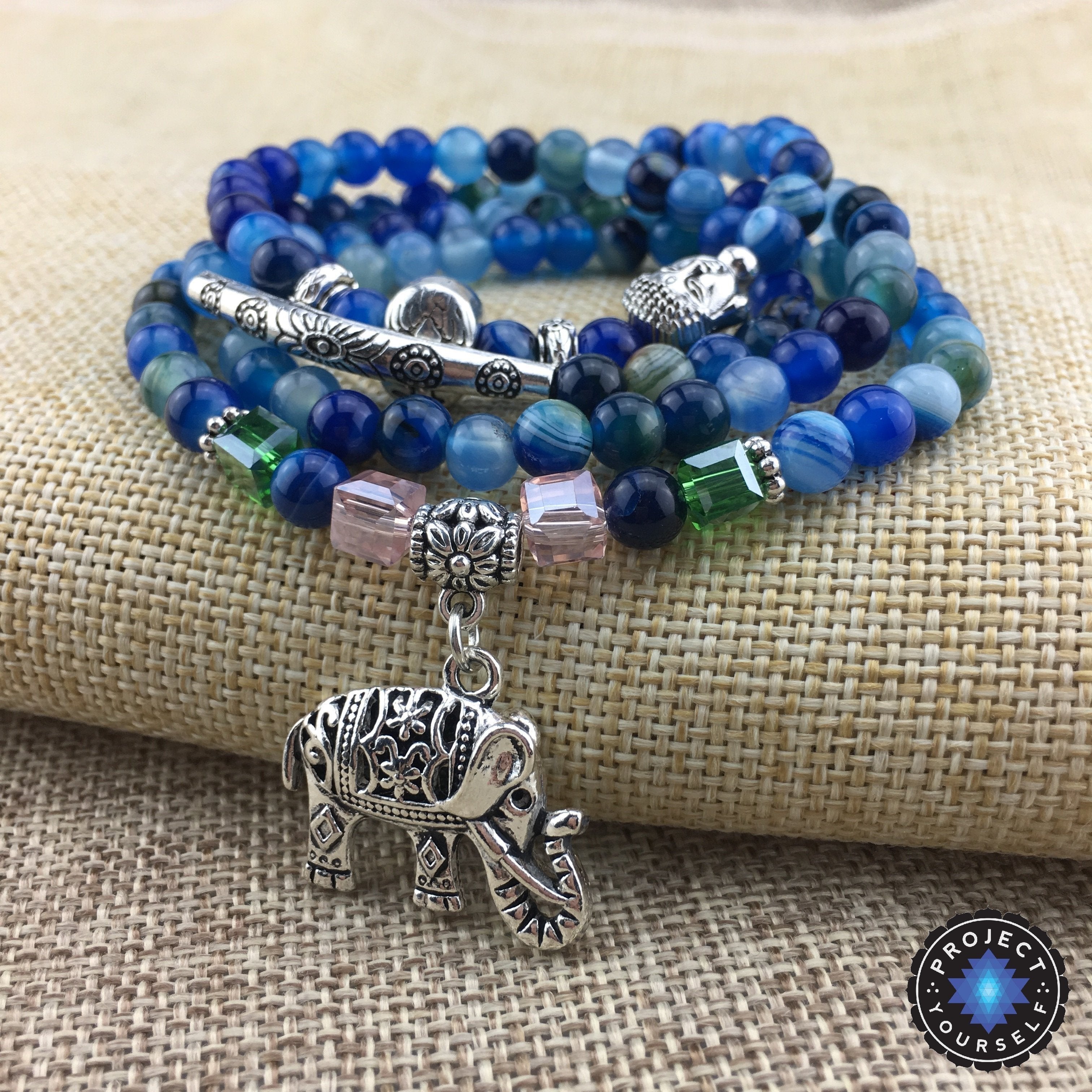 Bracelet de guérison en tourmaline bleue éléphant