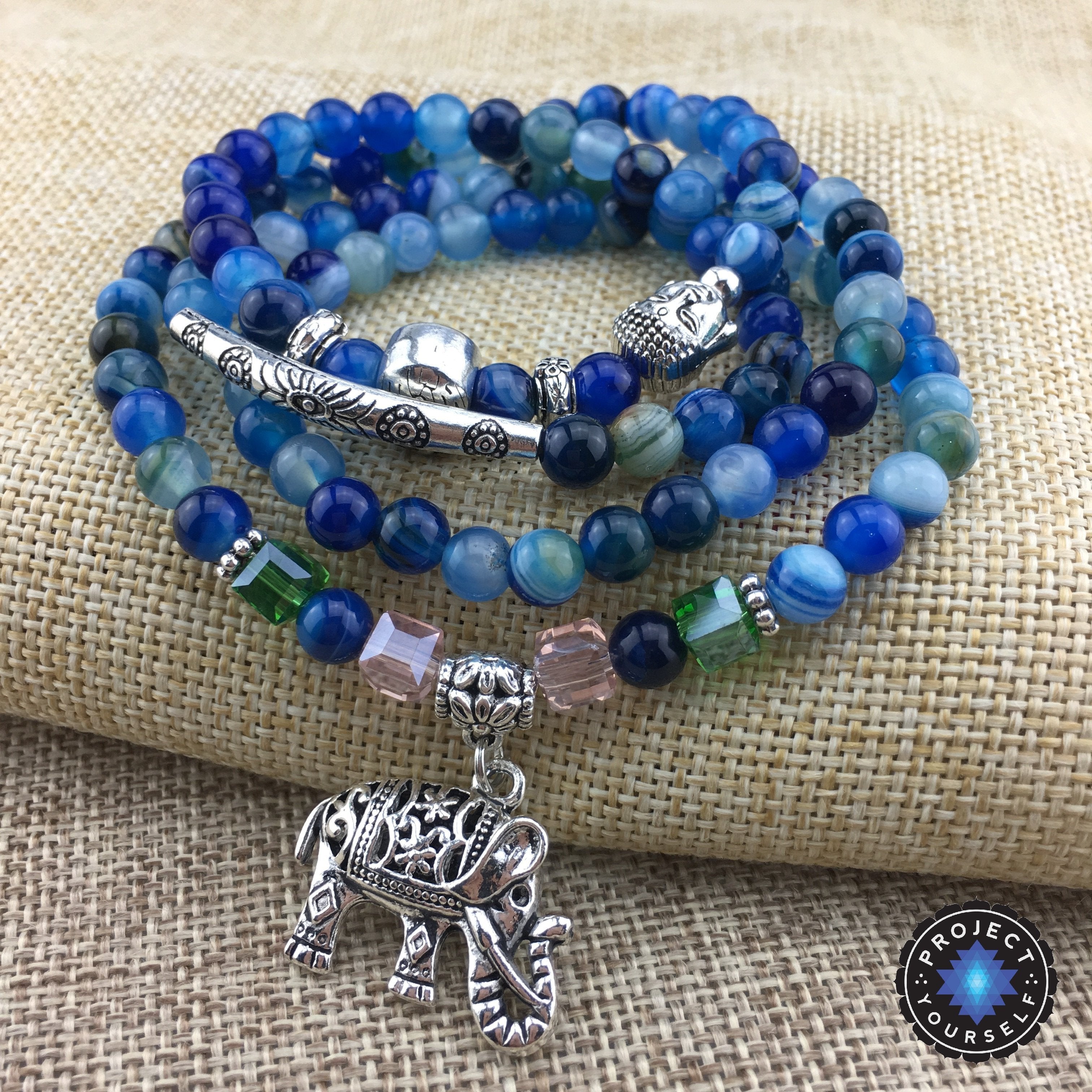 Bracelet de guérison en tourmaline bleue éléphant