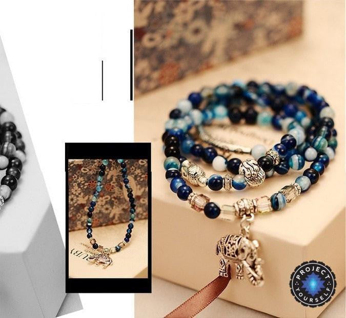 Bracelet de guérison en tourmaline bleue éléphant
