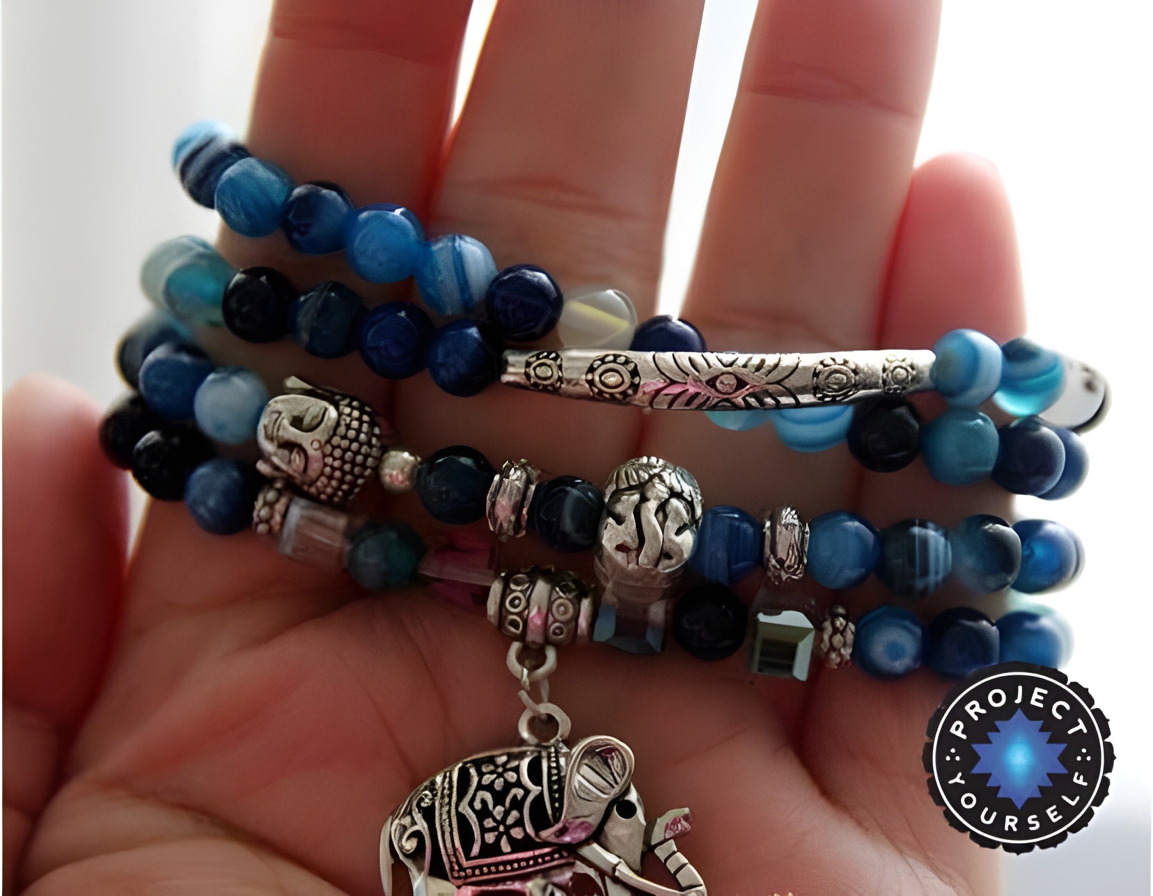 Bracelet de guérison en tourmaline bleue éléphant