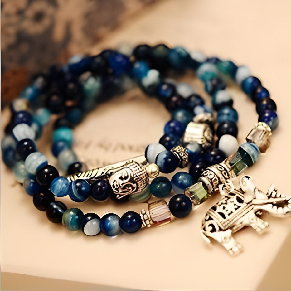 Bracelet de guérison en tourmaline bleue éléphant