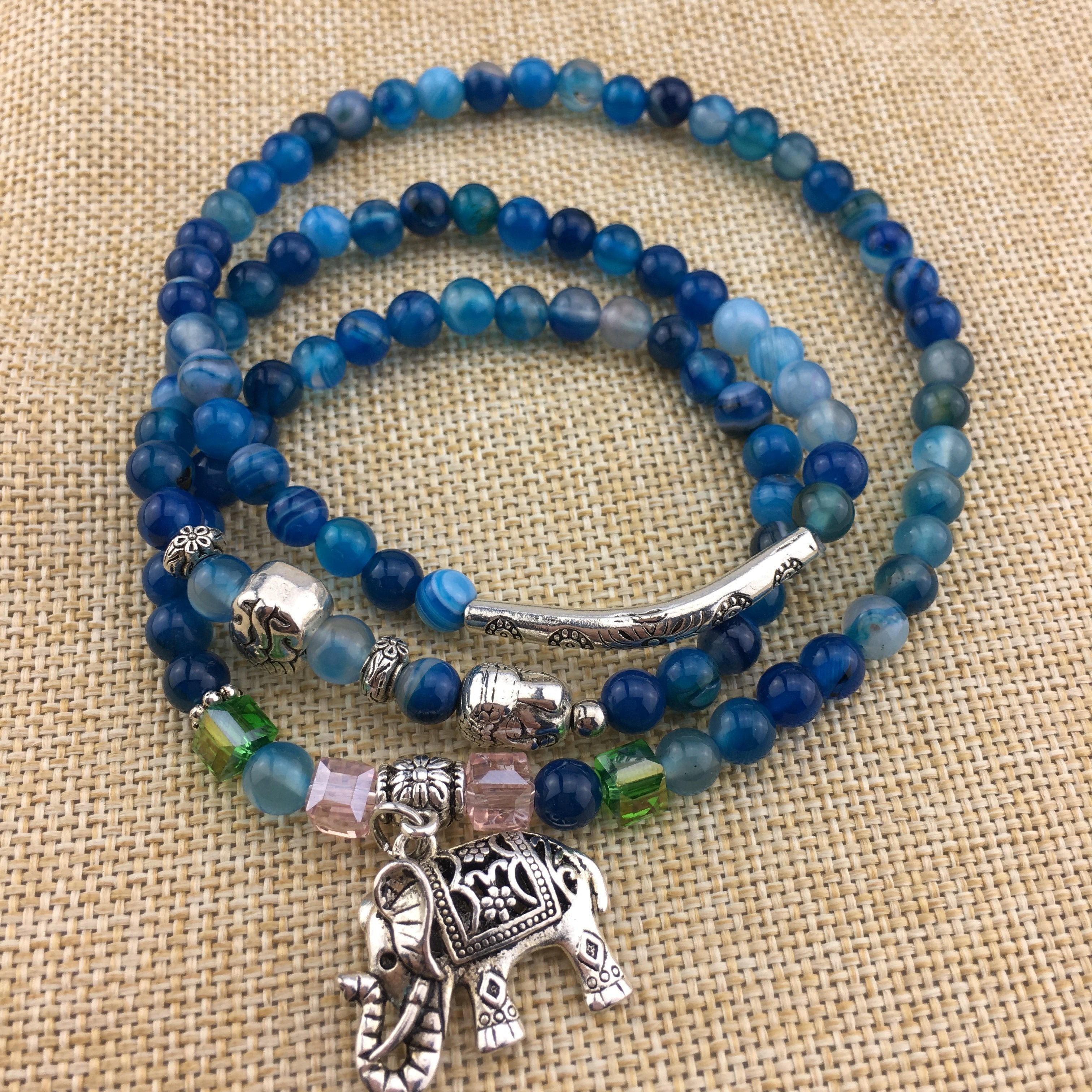 Bracelet de guérison en tourmaline bleue éléphant