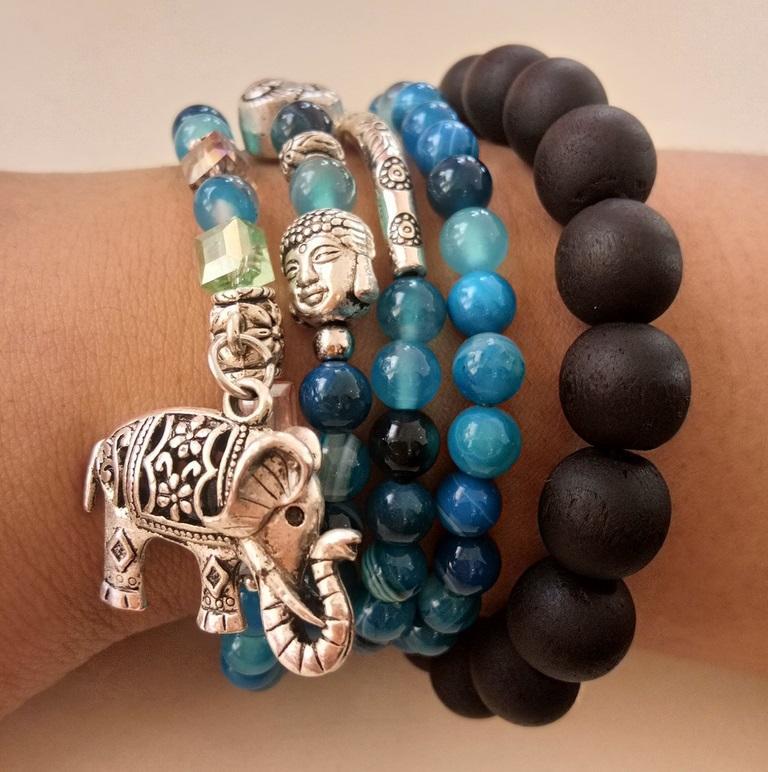Bracelet de guérison en tourmaline bleue éléphant