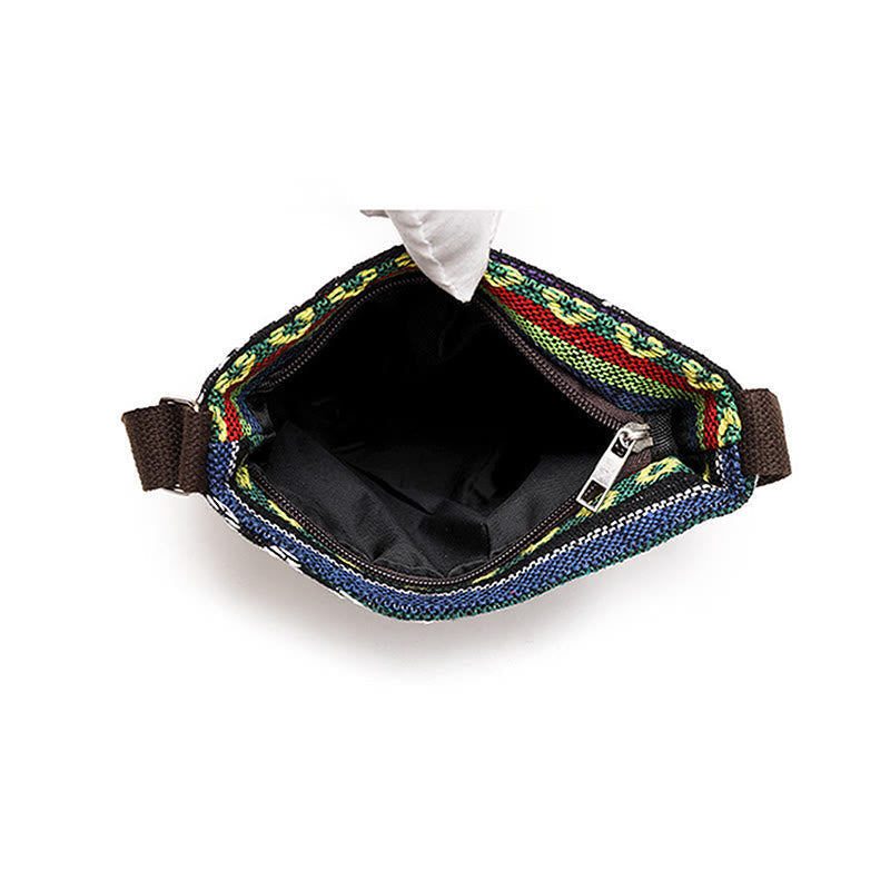 Sac fourre-tout spirituel en toile brodée avec motif éléphant et papillon