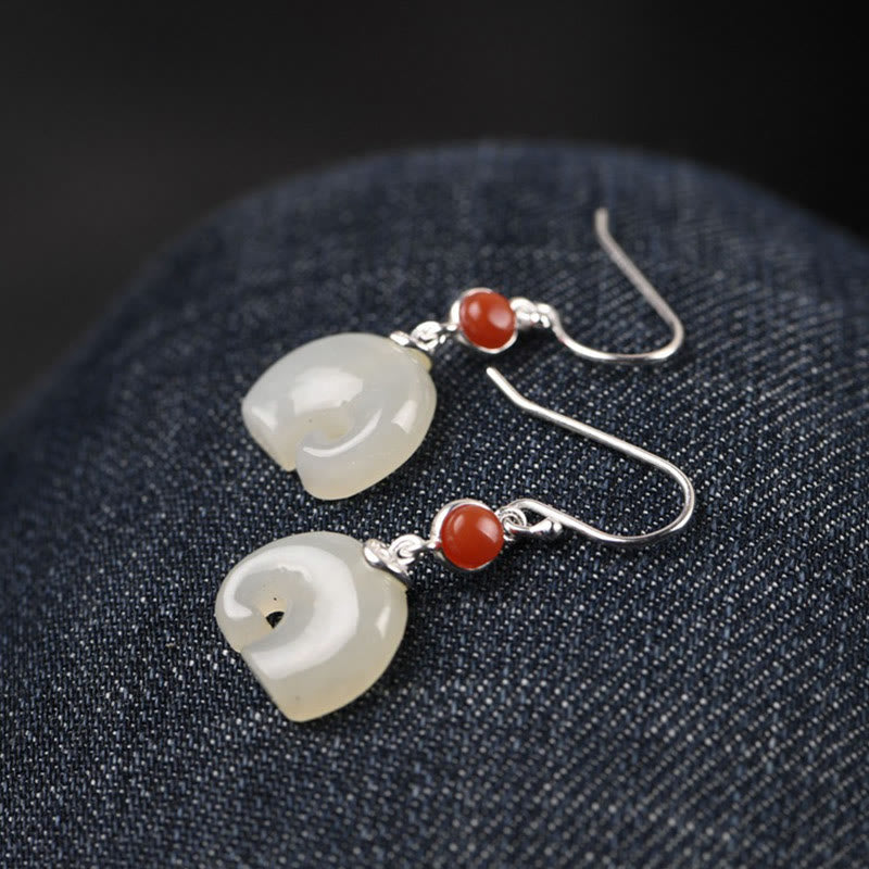 Parure de bijoux en argent 925 et jade Hetian éléphant