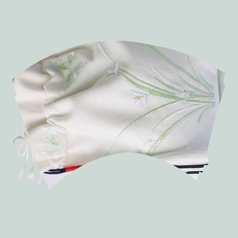 Sac fourre-tout en toile brodée de fleurs de cerisier 28 x 30 cm