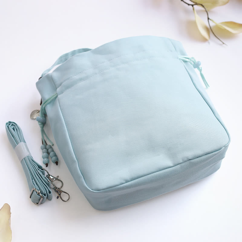 Sac fourre-tout en coton et lin brodé avec des fleurs de glycine