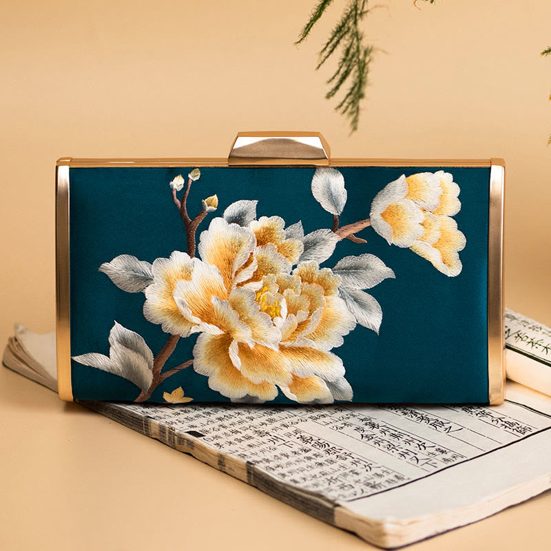 Sac bandoulière brodé avec œillets 20 cm | Motif floral élégant