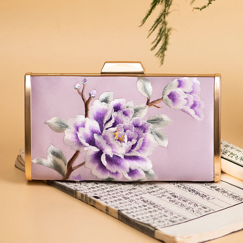 Sac bandoulière brodé avec œillets 20 cm | Motif floral élégant