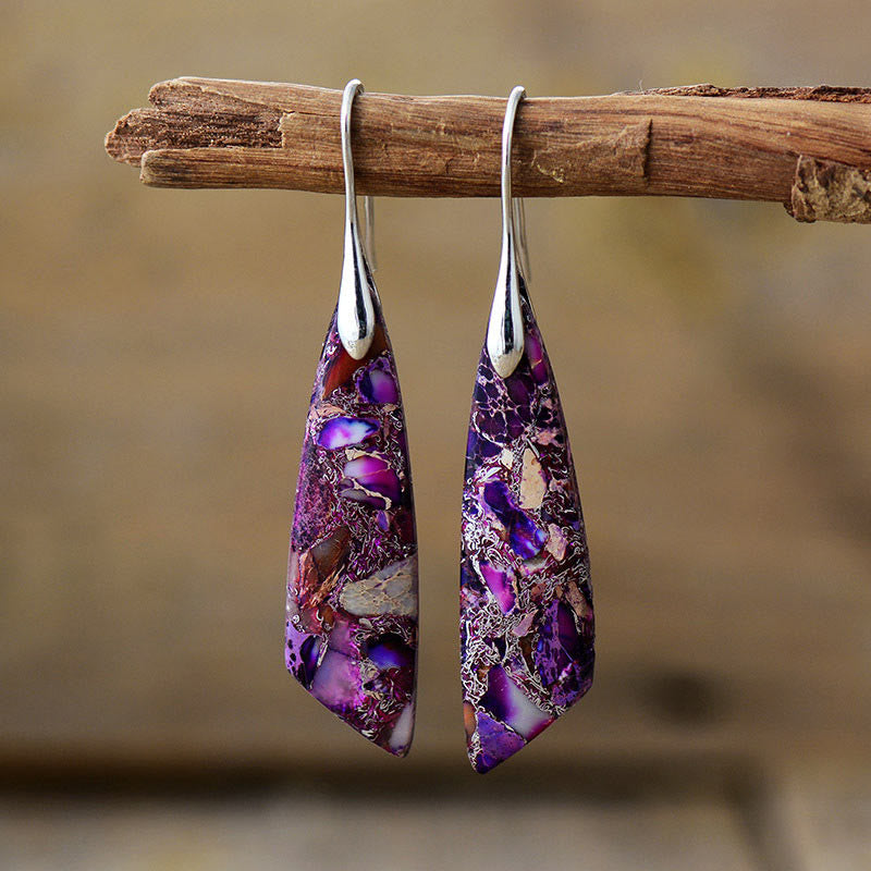 Boucles d'oreilles en pierre de l'empereur pour l'équilibre et la sérénité