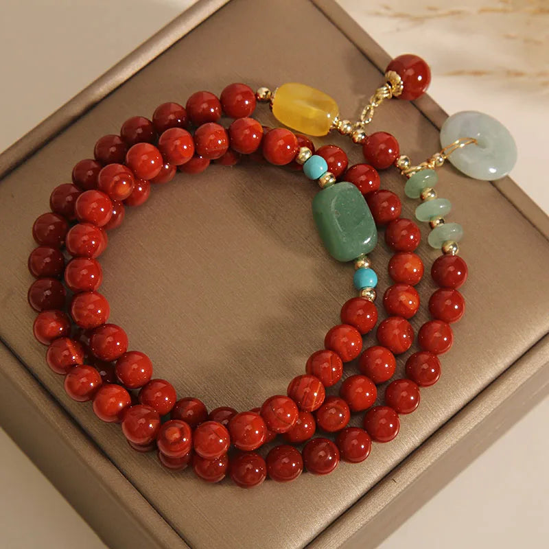 Bracelet de guérison en agate rouge stimulant l'énergie