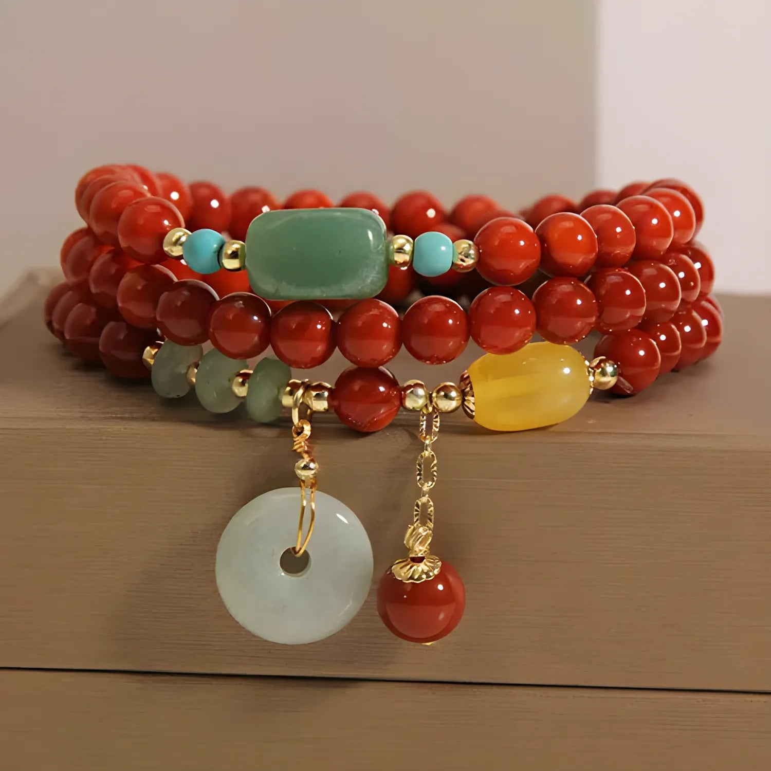 Bracelet de guérison en agate rouge stimulant l'énergie