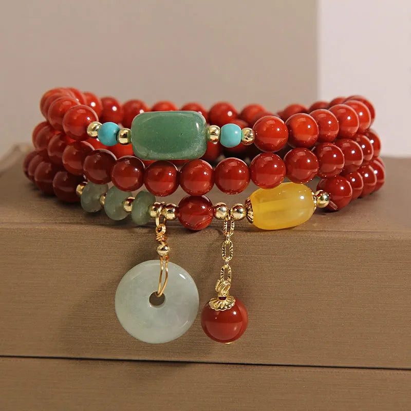 Bracelet de guérison en agate rouge stimulant l'énergie