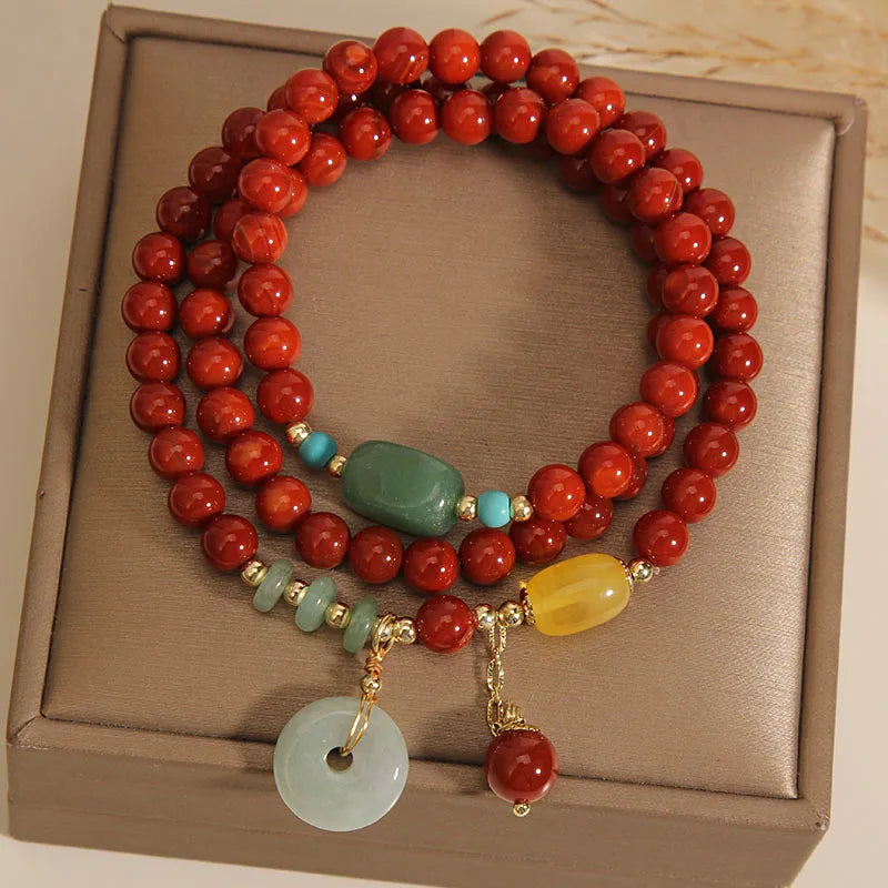 Bracelet de guérison en agate rouge stimulant l'énergie