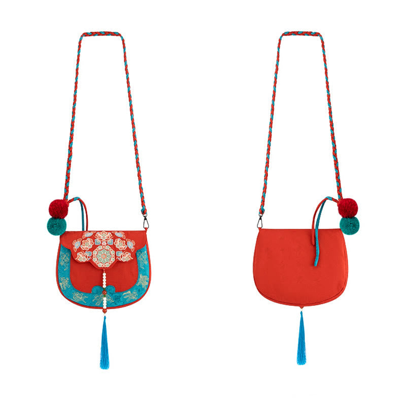 Sac bandoulière ethnique brodé Su 20 x 21 cm pour le yoga