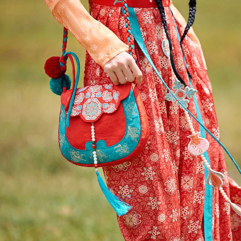 Sac bandoulière ethnique brodé Su 20 x 21 cm pour le yoga