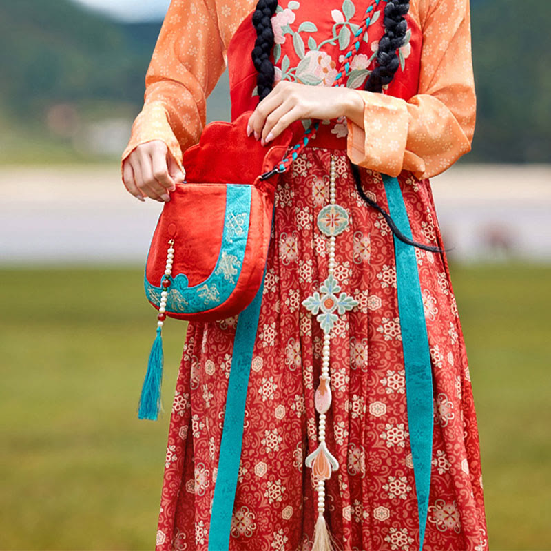 Sac bandoulière ethnique brodé Su 20 x 21 cm pour le yoga