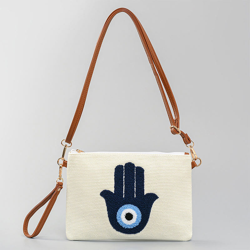 Sac bandoulière en toile Evil Eye avec bandoulière réglable - Symbole de protection