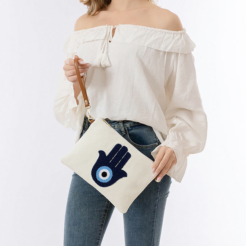 Sac bandoulière en toile Evil Eye avec bandoulière réglable - Symbole de protection