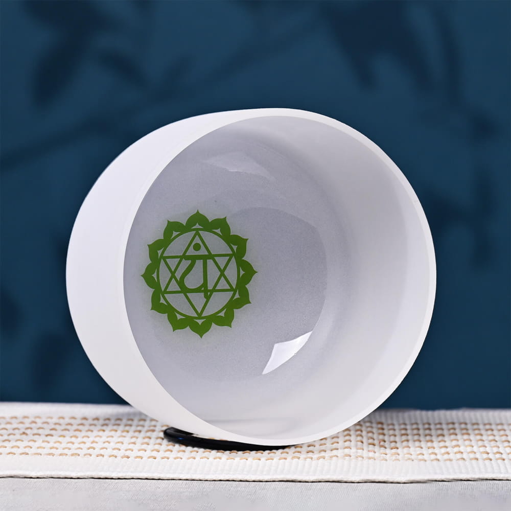 F Note Heart Chakra Symbol Crystal Singing Bowl - chakra bowl - On sale