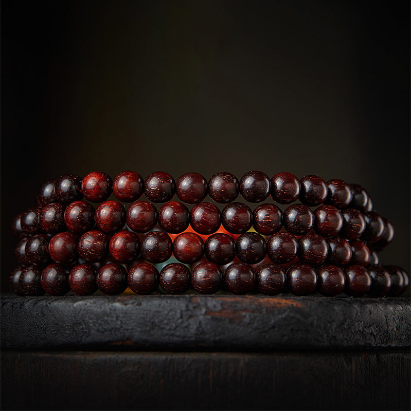 Chinese Zodiac 108 Mala Bracelet Red Agate & Sandalwood