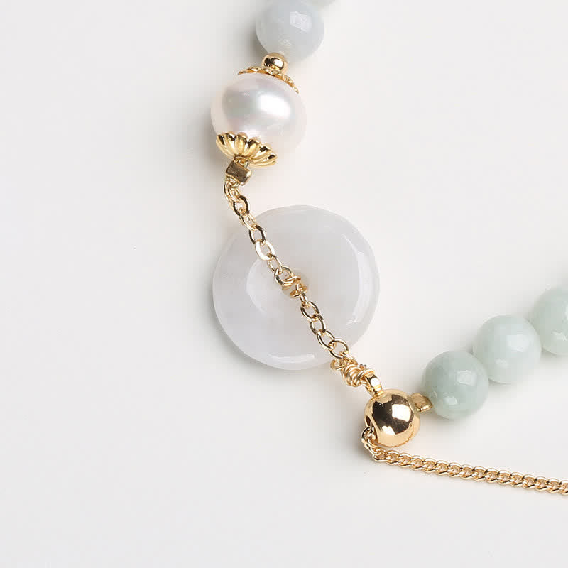 Pearl & Jade Peace Buckle Bracelet for Prosperity & Healing