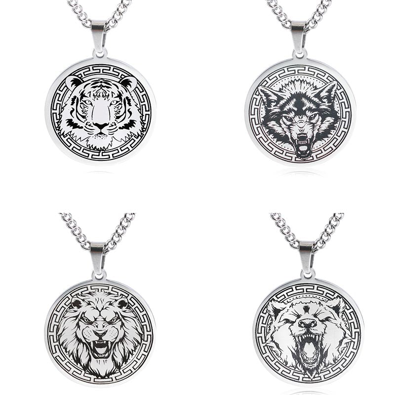 Unisex Titanium Steel Spiritual Protection Necklace with Animal Pendant