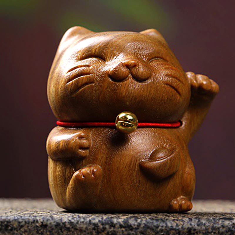 Green Sandalwood Lucky Cat Decoration 4.5cm Peace Charm