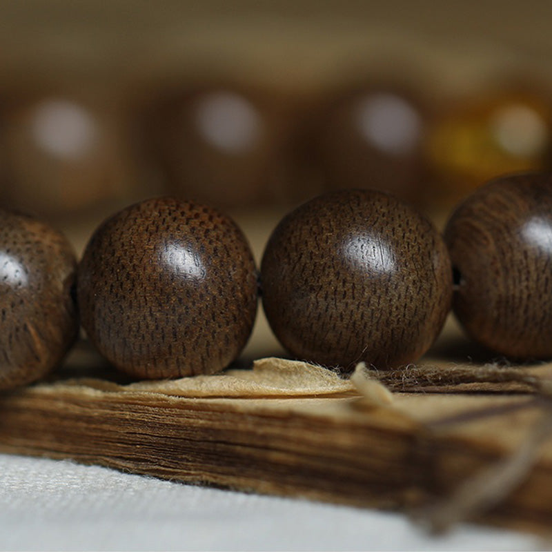 Chinese Zodiac Agate & Agarwood Bracelet 10mm Meditation