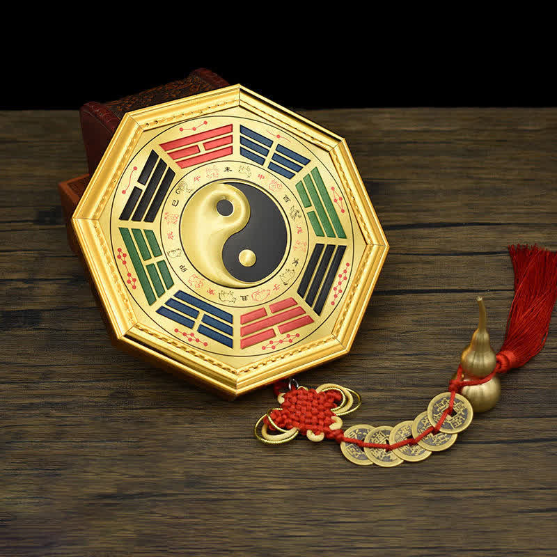 Bagua Map Feng Shui Balance Energy with Five Emperor Coins 17.5cm