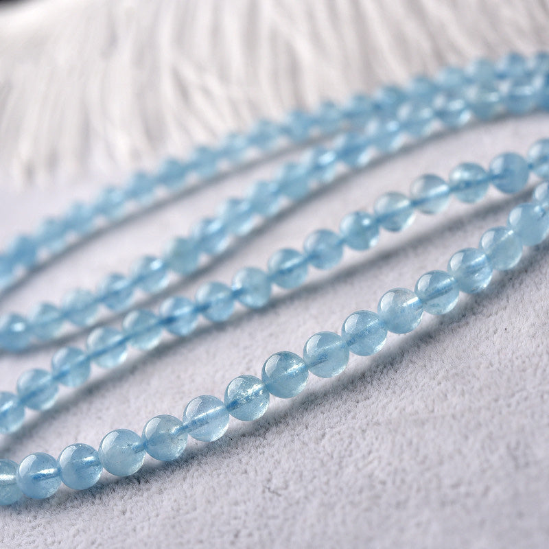 6mm Aquamarine Bracelet for Peace and Emotional Healing