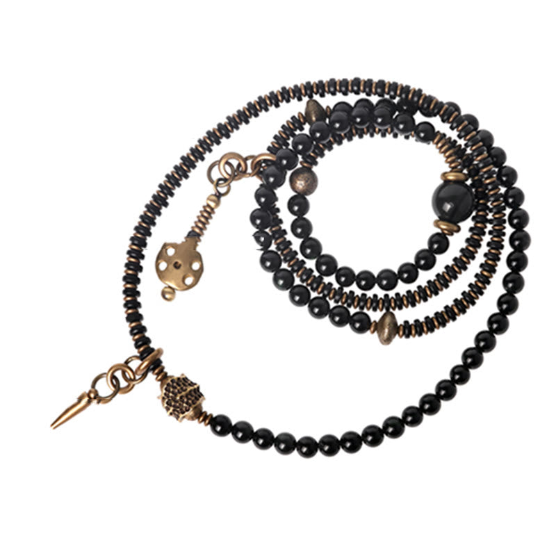6mm Rainbow Obsidian Positive Multilayer Bracelet
