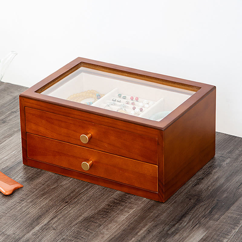 Three Layers Solid Wood Jewelry Box with Drawer | Spiritual Storage