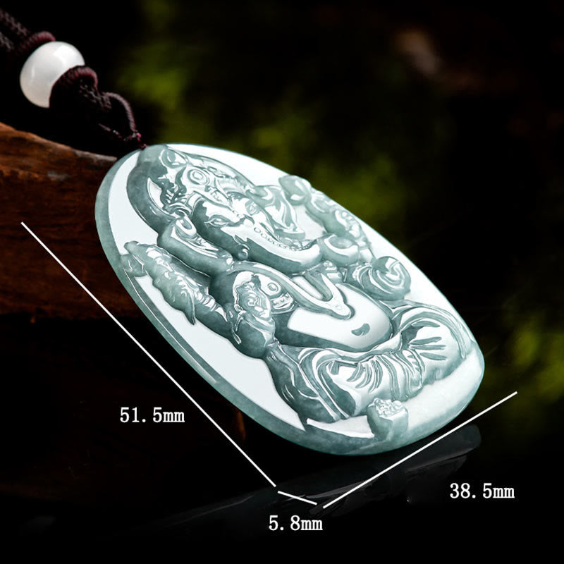Collier de protection Ganesh en jade naturel | Amulette éléphant