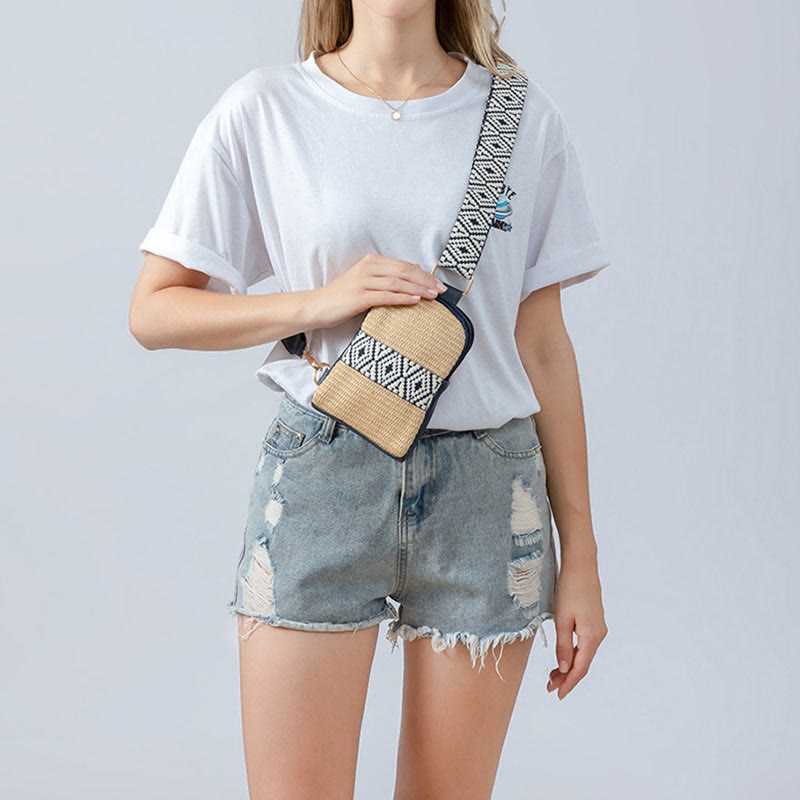 Geometry Straw Woven Crossbody Bag | Spiritual Accessories