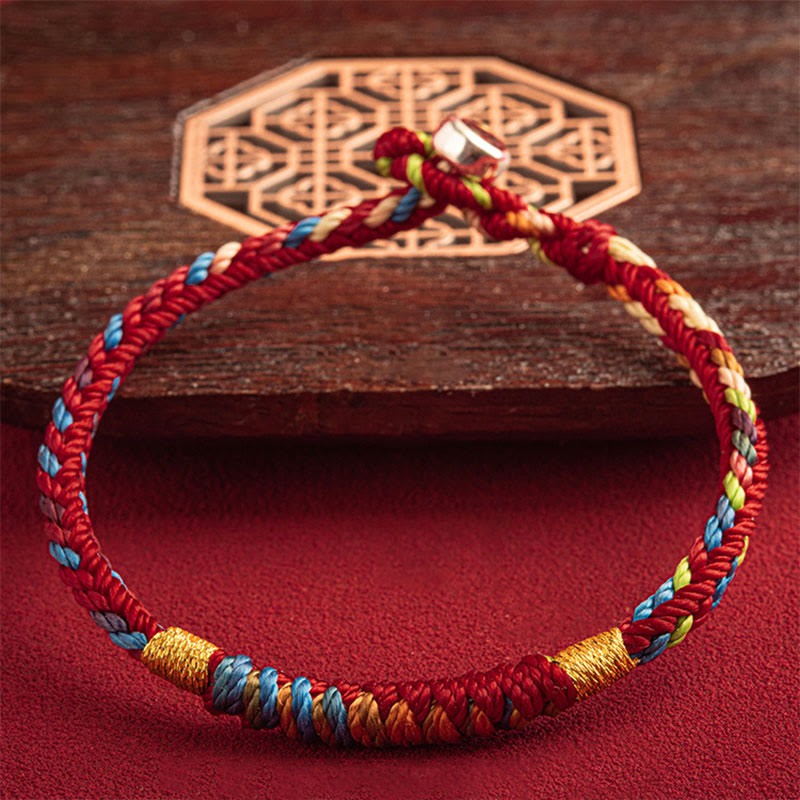 Multicolored Red String Bracelet with King Kong Knot for Protection