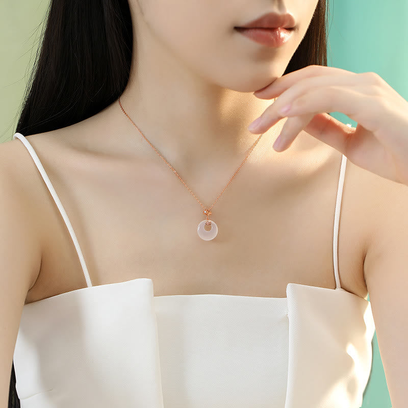 925 Sterling Silver Jade Necklace with Ginkgo Leaf & Butterfly Harmony Pendant