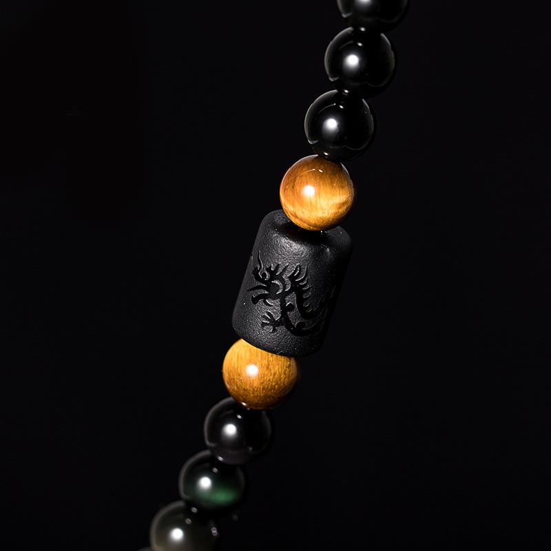 6mm Obsidian Blessing Bracelet Mala for Protection & Healing