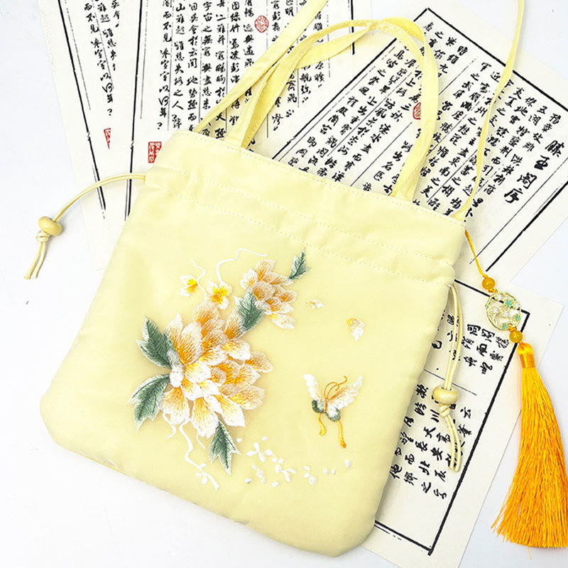 Cotton Linen Yoga Tote Bag with Adjustable Strap 21x22cm