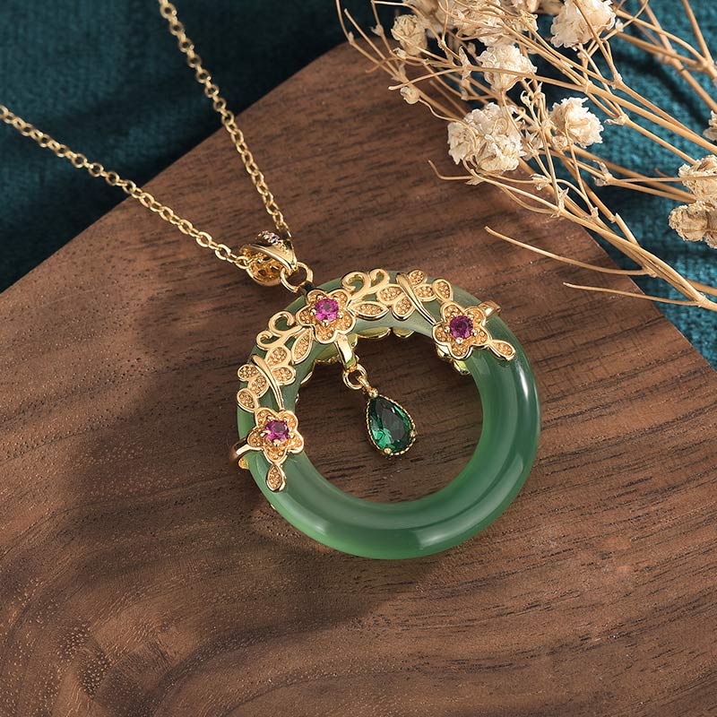 Natural Cyan Jade Healing Necklace Pendant for Harmony