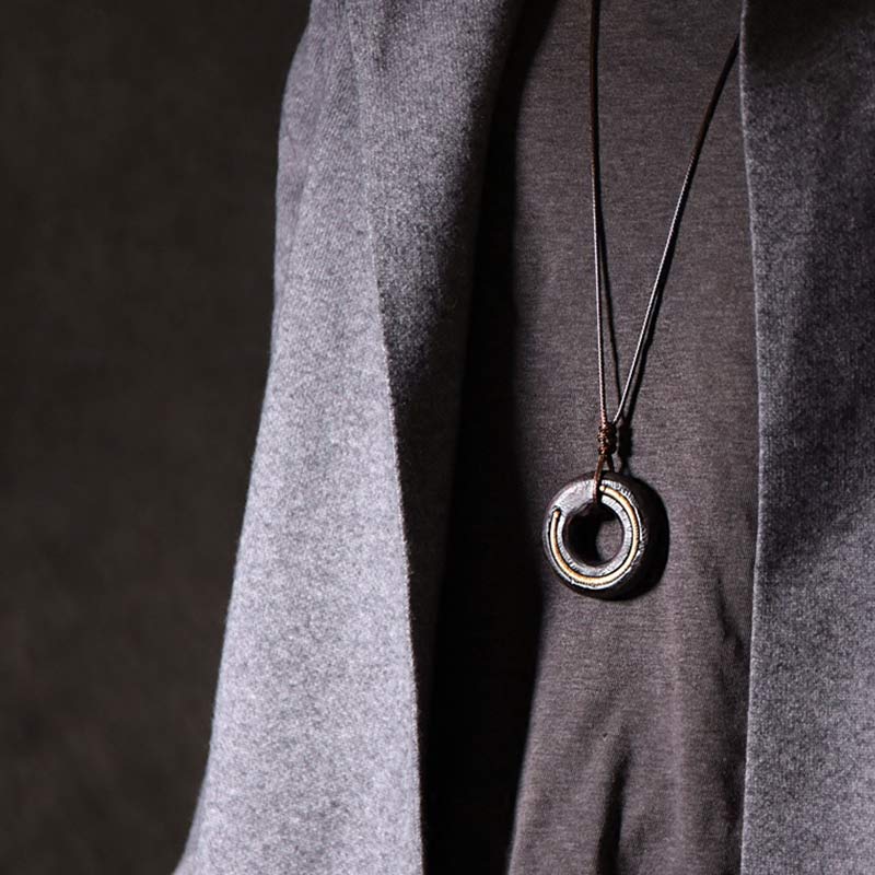 Ebony Wood Zen Circle Necklace | Peace and Calm Pendant